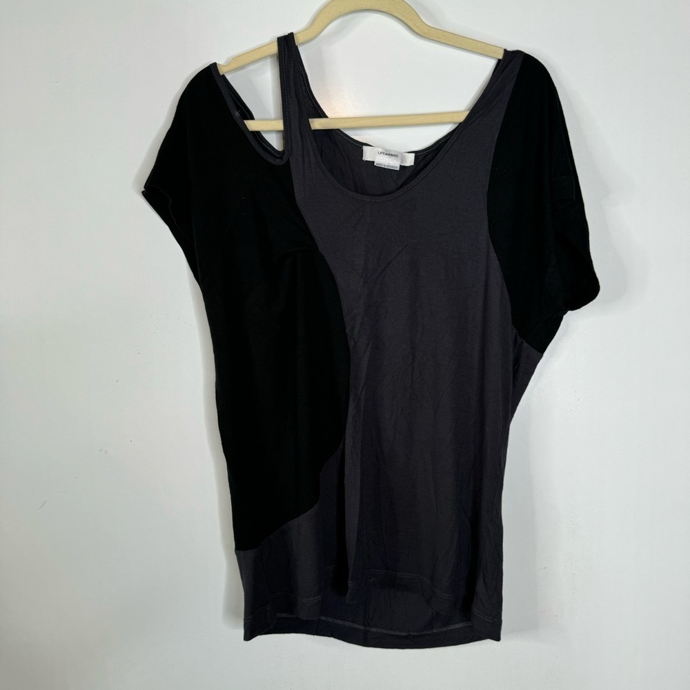 LifewithBird Assymetrical Black Short Sleeve‎ Top Size 6